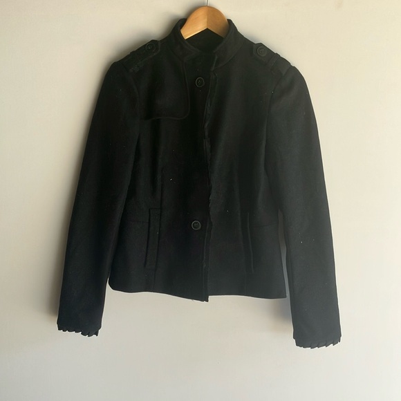 GAP Black Wool Blend Pea Coat - Picture 1 of 5
